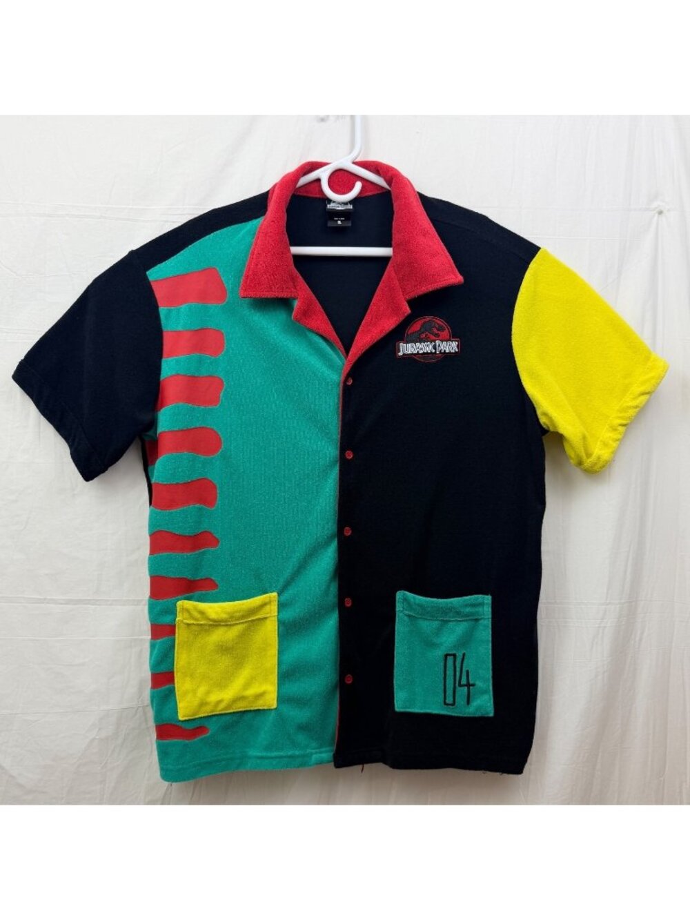Box Lunch Jurassic Park Cabana Woven Button Down Short Sleeve Shirt Unisex XL